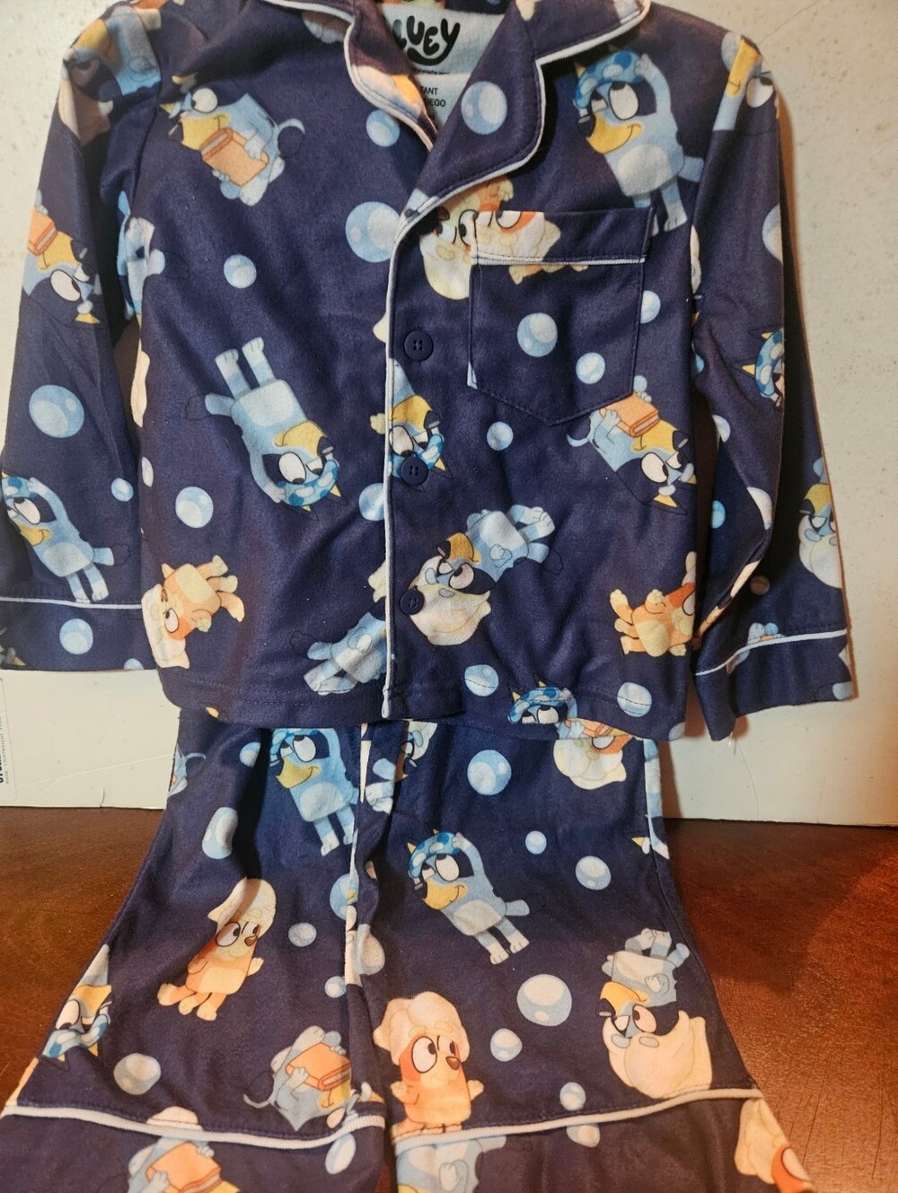 Kids Navy Blue Character Pajama Set - Cozy Long Sleeve PJs